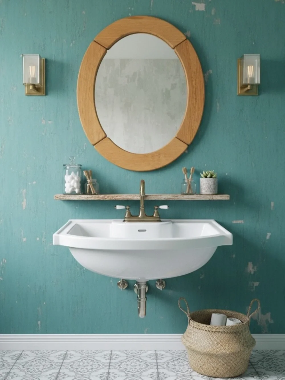 Rare Vintage Swedish Pine Framed Mirror